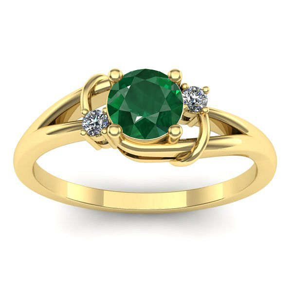 Inel de logodna cu smarald rotund