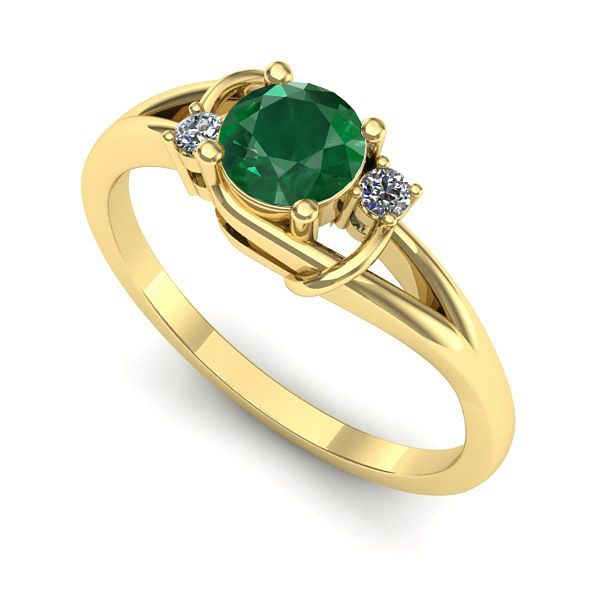 Inel logodna din aur galben cu smarald