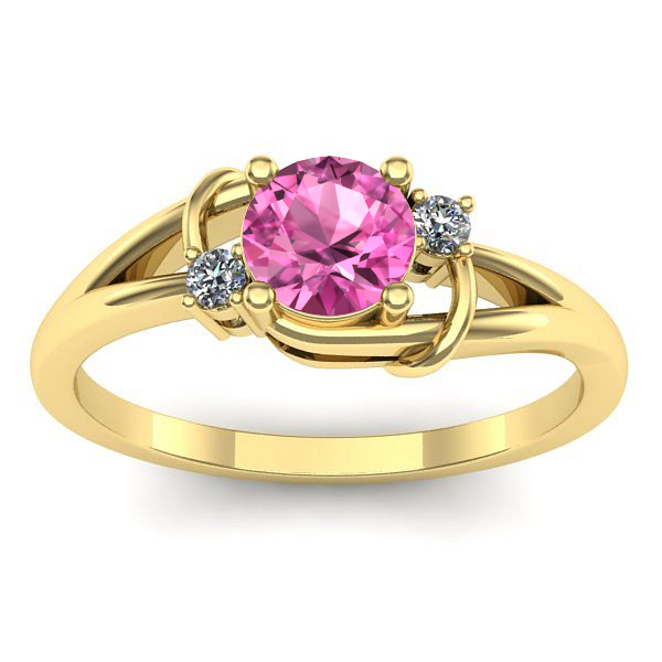Inel cu safir roz rotund