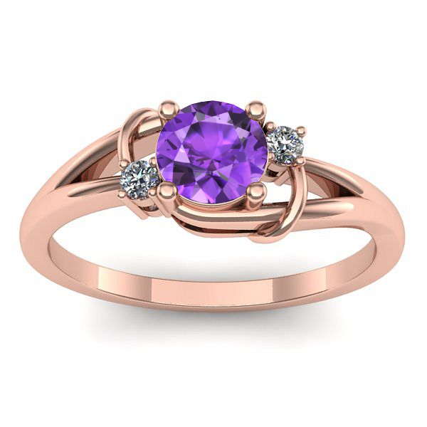 Inel logodna cu ametist rotund