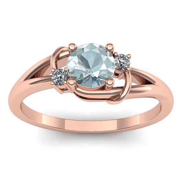 Inel de logodna cu aquamarin rotund