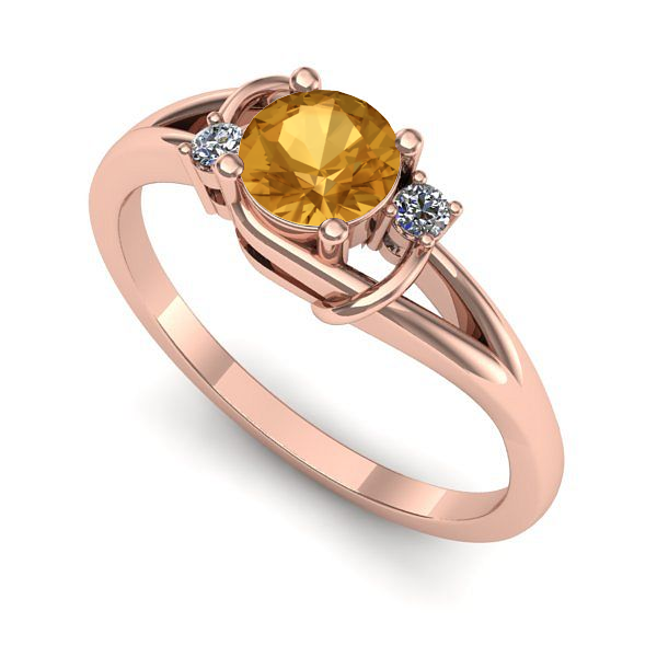 Inel de logodna din aur roz cu citrin