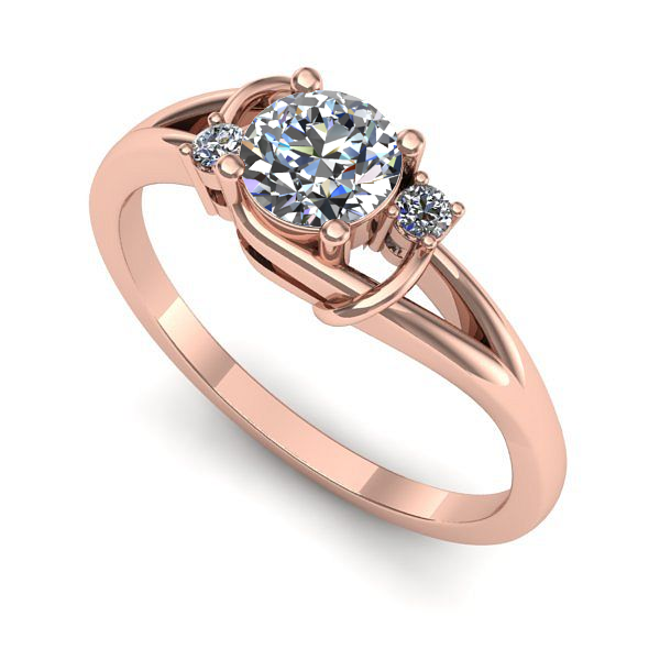 Inel din aur roz cu diamant