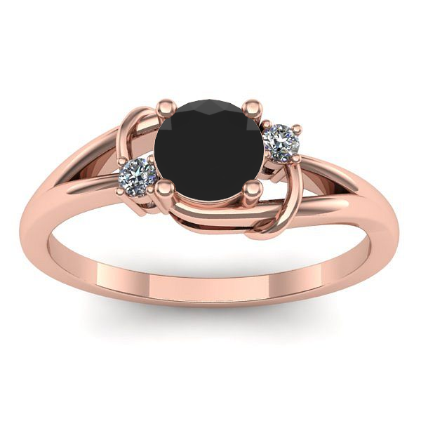 Inel cu diamant negru rotund