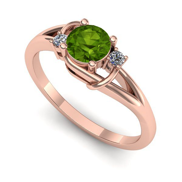 Inel din aur roz cu peridot