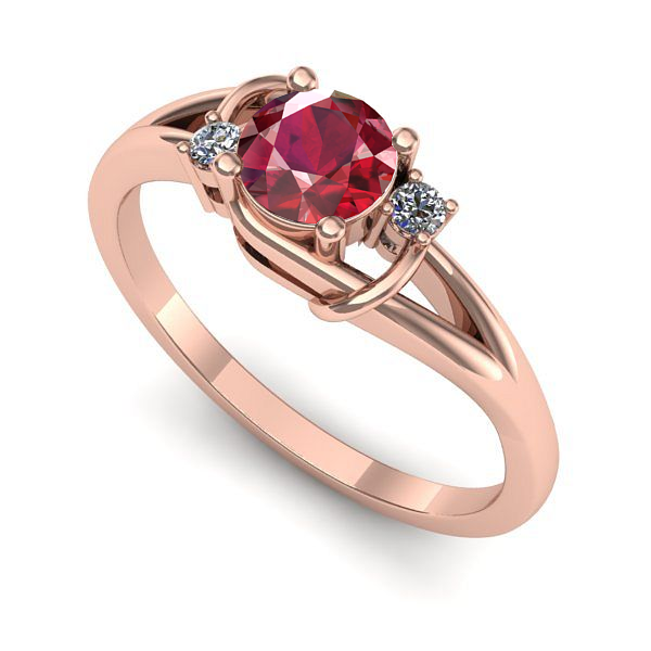 Inel logodna din aur roz cu rubin