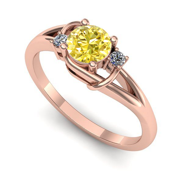 Inel logodna din aur roz cu safir galben