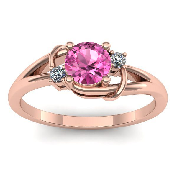 Inel de logodna cu safir roz rotund
