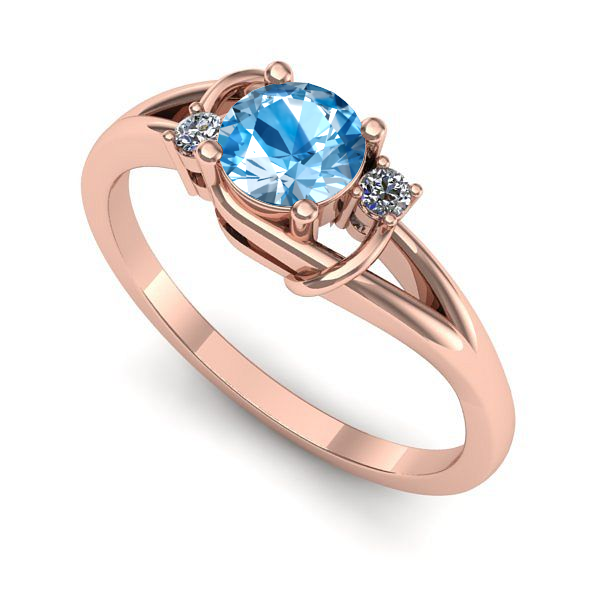 Inel de logodna din aur roz cu topaz blue