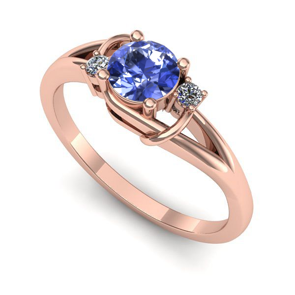 Inel din aur roz cu tanzanit