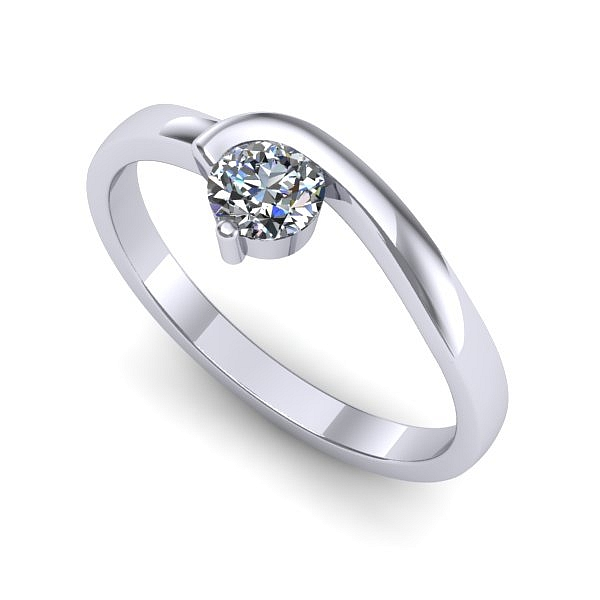 Inel de logodna din aur alb cu diamant