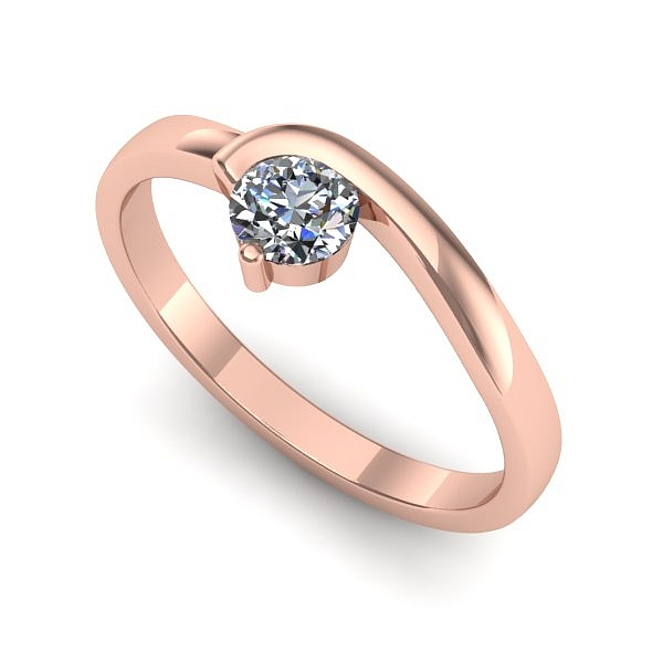 Inel de logodna din aur roz cu diamant