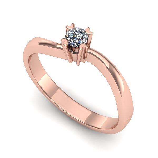 Inel de logodna din aur roz cu diamant