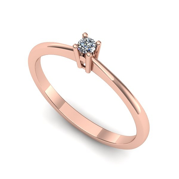 Inel din aur roz cu diamant