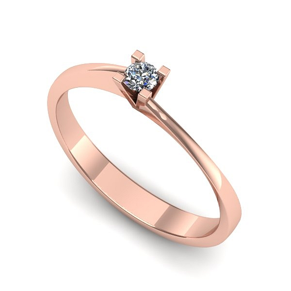 Inel logodna din aur roz cu diamant