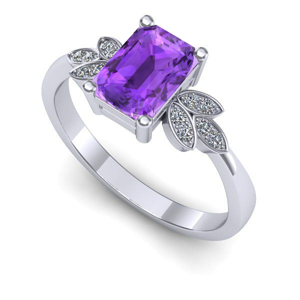 Inel de logodna din aur alb cu ametist