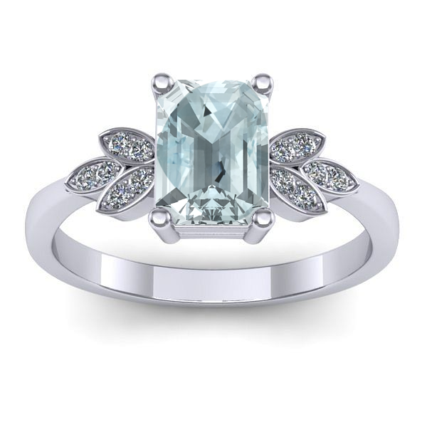Inel de logodna cu aquamarin dreptunghiular