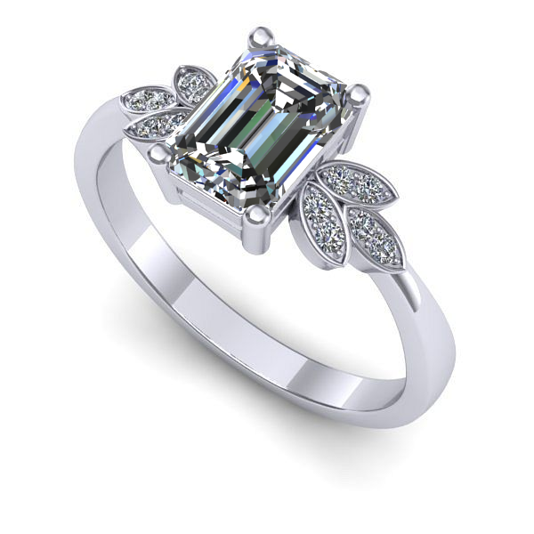 Inel logodna din aur alb cu safir alb