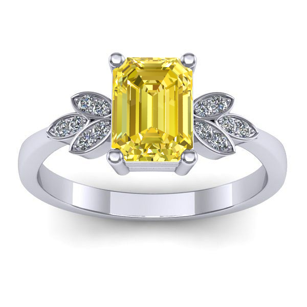 Inel logodna cu safir galben dreptunghiular