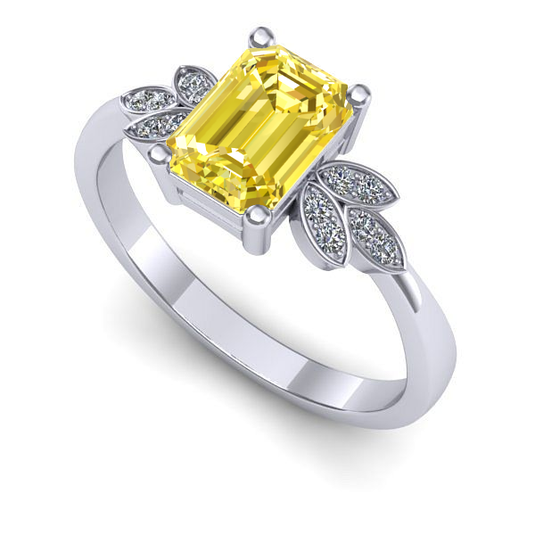 Inel din aur alb cu safir galben