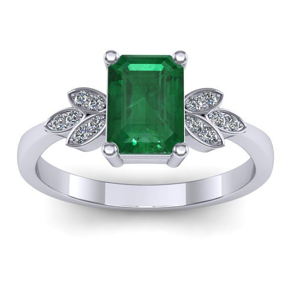 Inel logodna cu smarald dreptunghiular