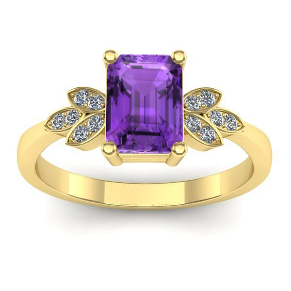 Inel de logodna cu ametist dreptunghiular