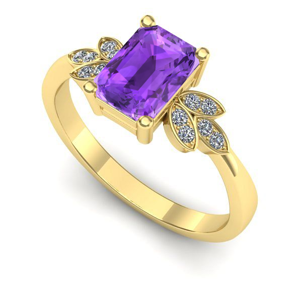Inel de logodna din aur galben cu ametist