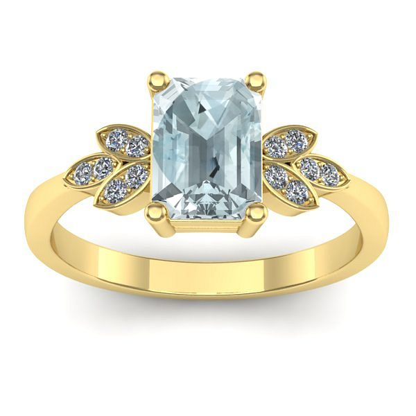 Inel cu aquamarin dreptunghiular