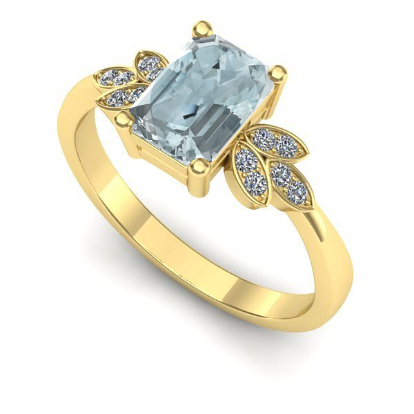 Inel de logodna din aur galben cu aquamarin