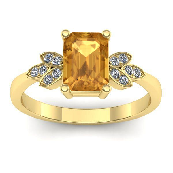 Inel cu citrin dreptunghiular