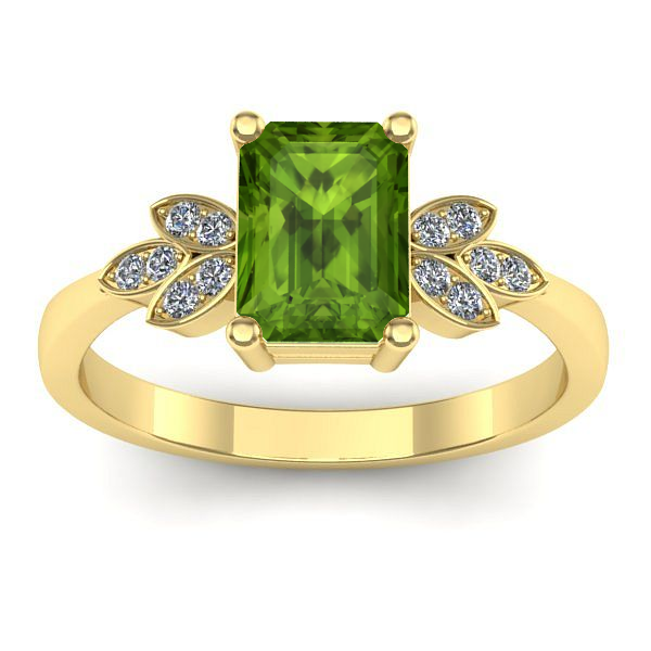 Inel cu peridot dreptunghiular