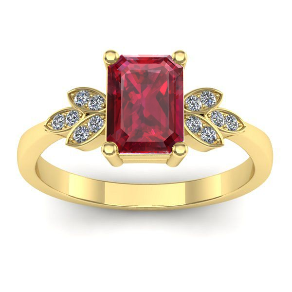 Inel de logodna cu rubin dreptunghiular