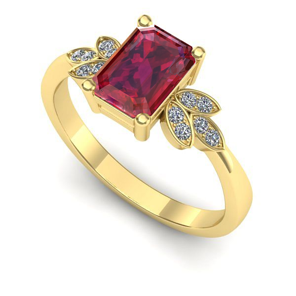 Inel din aur galben cu rubin