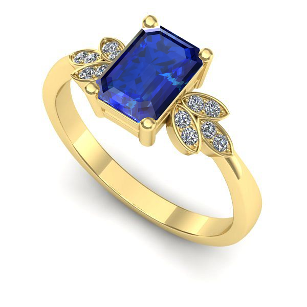 Inel din aur galben cu safir