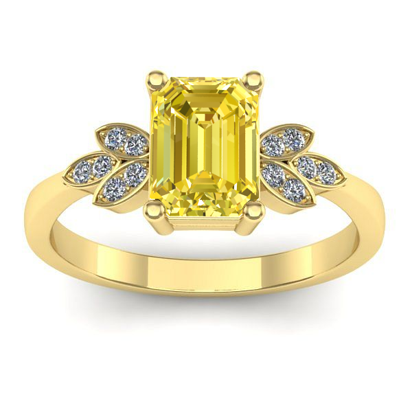 Inel logodna cu safir galben dreptunghiular