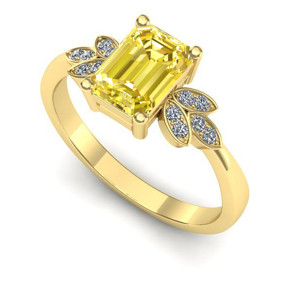 Inel logodna din aur galben cu safir galben