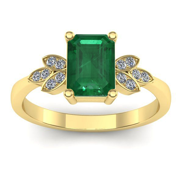 Inel logodna cu smarald dreptunghiular