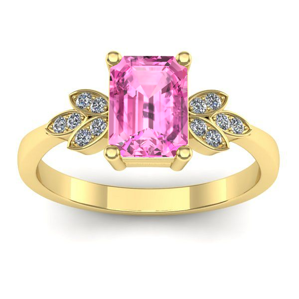 Inel logodna cu safir roz dreptunghiular