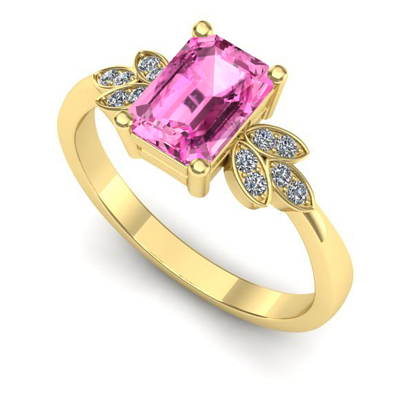 Inel din aur galben cu safir roz