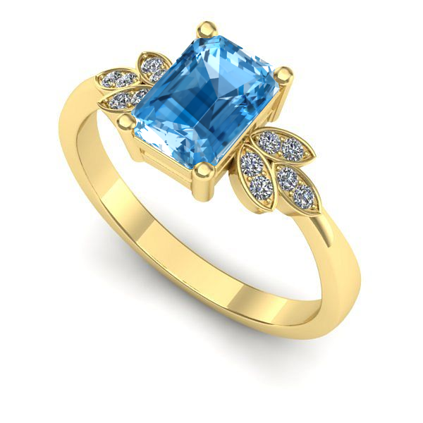 Inel de logodna din aur galben cu topaz blue