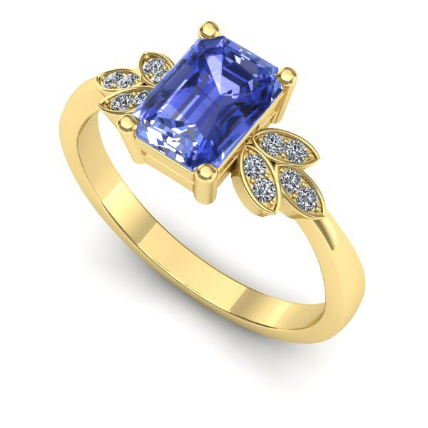 Inel de logodna din aur galben cu tanzanit