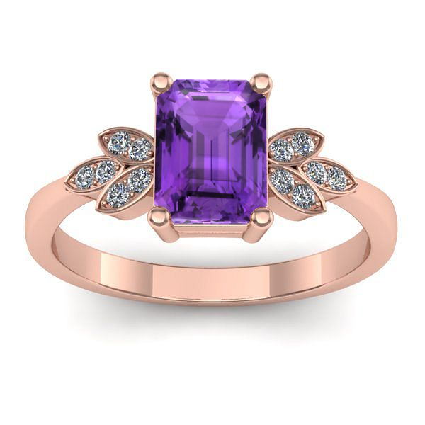 Inel logodna cu ametist dreptunghiular