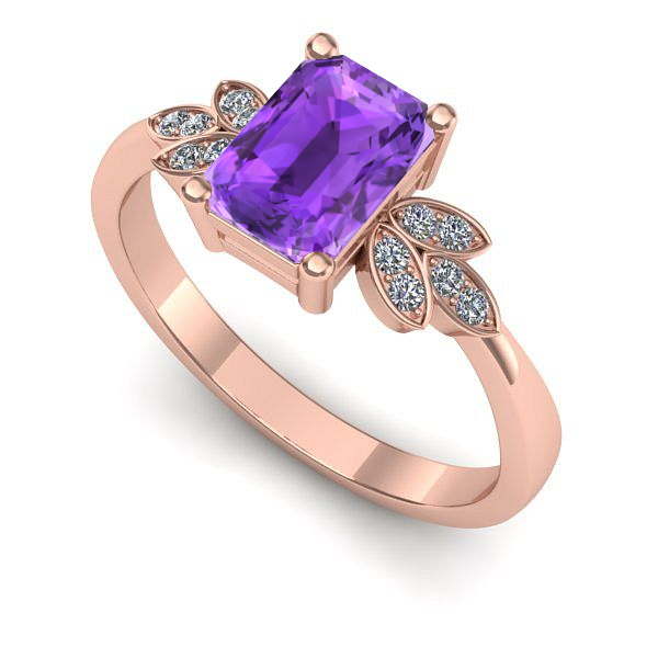 Inel din aur roz cu ametist