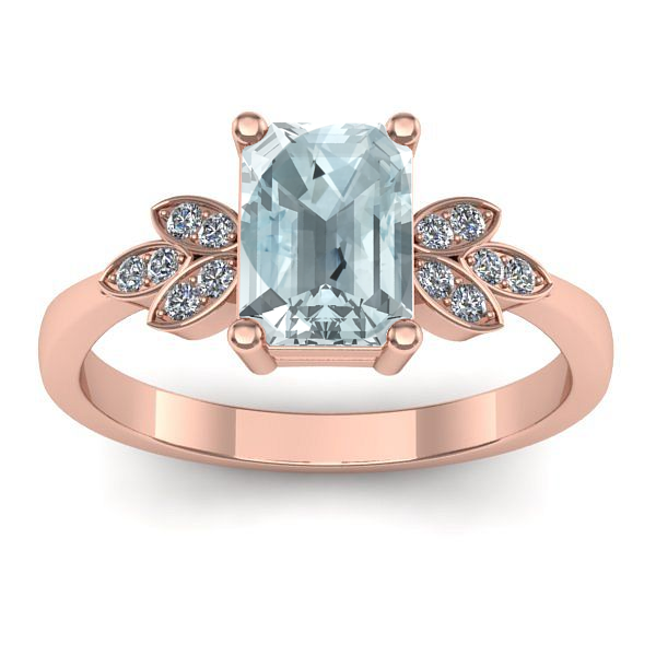 Inel cu aquamarin dreptunghiular