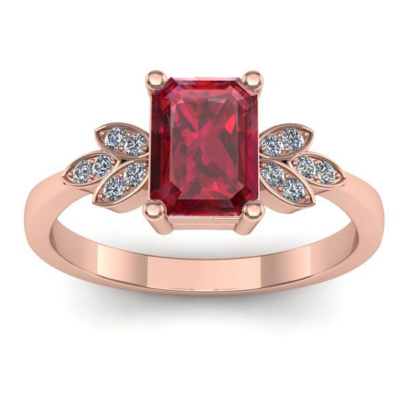 Inel de logodna cu rubin dreptunghiular