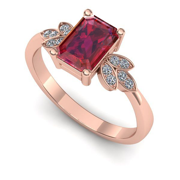 Inel logodna din aur roz cu rubin