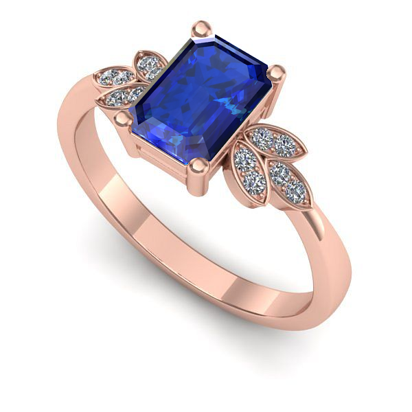 Inel din aur roz cu safir