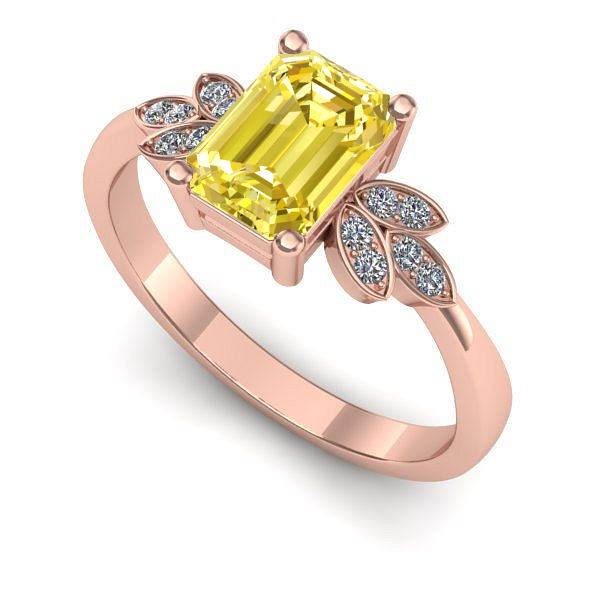 Inel logodna din aur roz cu safir galben