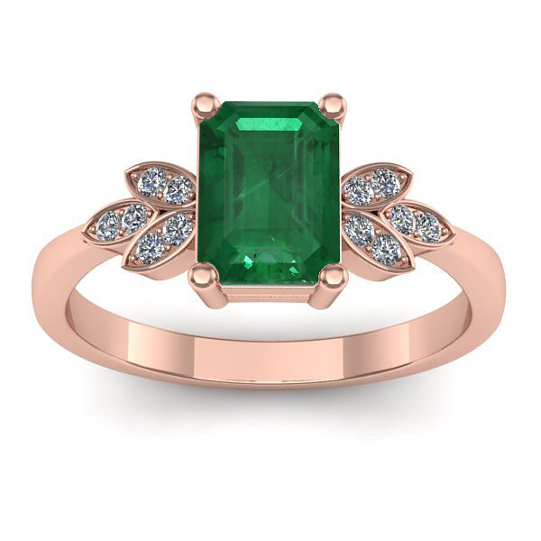 Inel cu smarald dreptunghiular