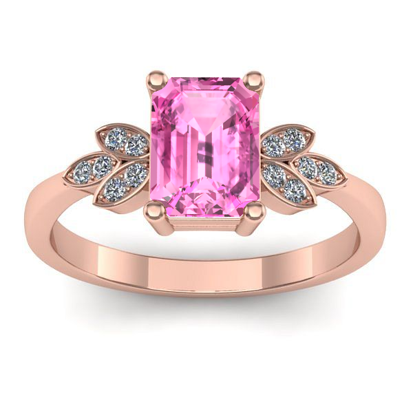 Inel logodna cu safir roz dreptunghiular